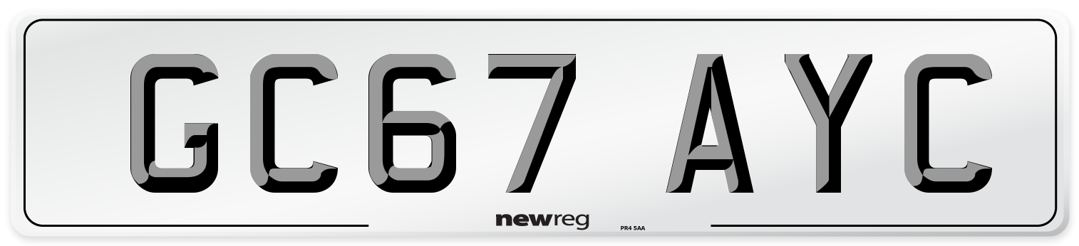 GC67 AYC Number Plate from New Reg